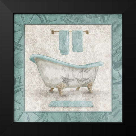 Serene Coastal Bath Black Modern Wood Framed Art Print by Grey, Jace