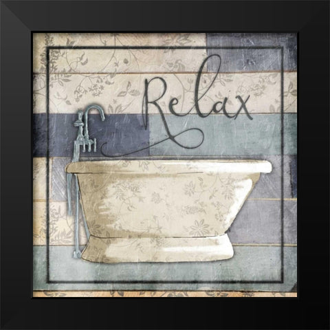 Relaxing Wooden Bath Black Modern Wood Framed Art Print by Grey, Jace