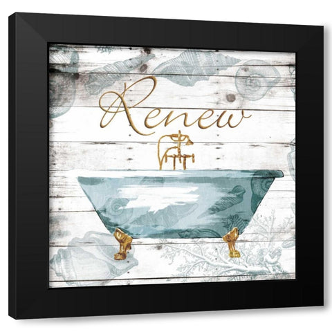 Golden Coastal Bath Black Modern Wood Framed Art Print by Grey, Jace