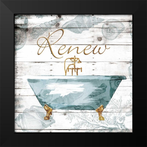 Golden Coastal Bath Black Modern Wood Framed Art Print by Grey, Jace