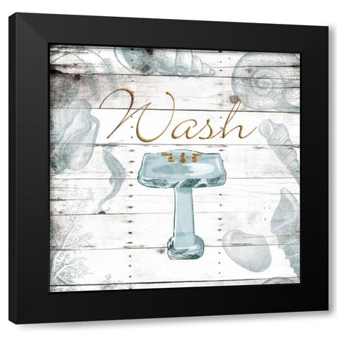 Golden Coastal Sink Black Modern Wood Framed Art Print with Double Matting by Grey, Jace