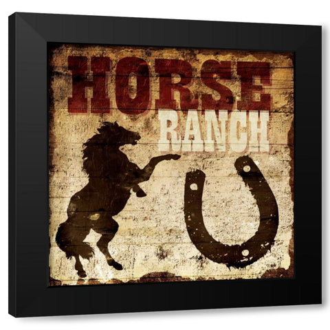 Horse Ranch Black Modern Wood Framed Art Print by Grey, Jace