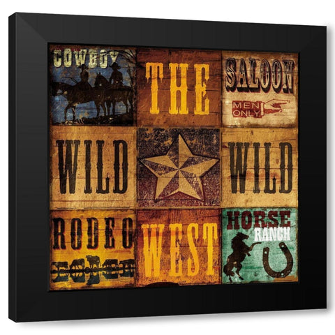 Wild West Patch Black Modern Wood Framed Art Print by Grey, Jace