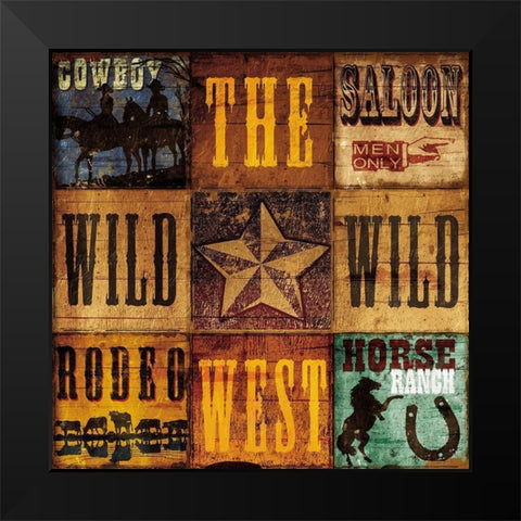 Wild West Patch Black Modern Wood Framed Art Print by Grey, Jace