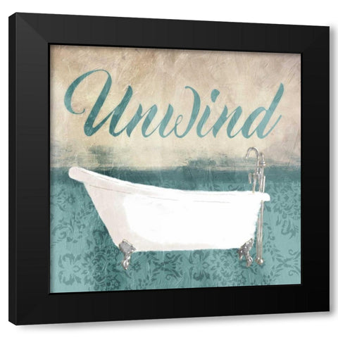 Unwind Bath Teal Black Modern Wood Framed Art Print with Double Matting by Grey, Jace