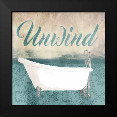 Unwind Bath Teal Black Modern Wood Framed Art Print by Grey, Jace