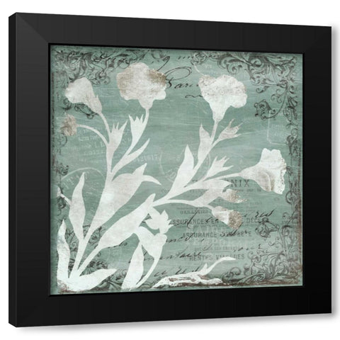 Postal Floral Silo Black Modern Wood Framed Art Print with Double Matting by Grey, Jace