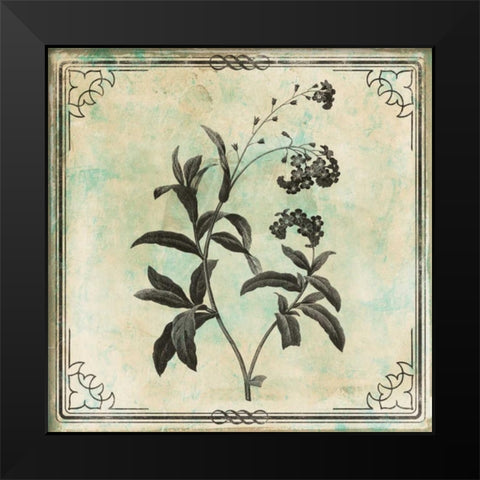 Bordered Stencil Floral Black Modern Wood Framed Art Print by Grey, Jace