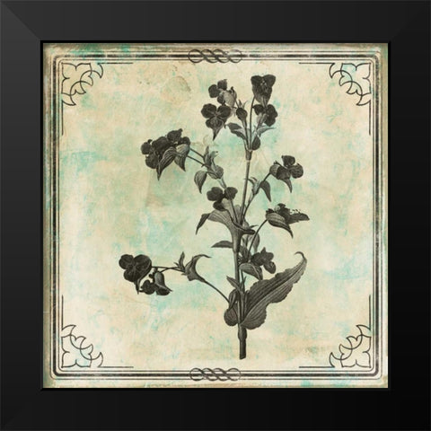 Bordered Stencil Floral Mate Black Modern Wood Framed Art Print by Grey, Jace