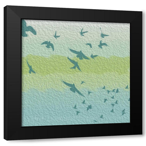 Coastal Birds Of Flight Black Modern Wood Framed Art Print with Double Matting by Grey, Jace