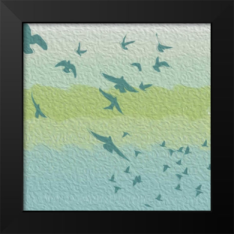 Coastal Birds Of Flight Black Modern Wood Framed Art Print by Grey, Jace