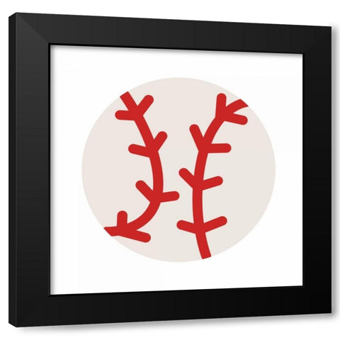 Baseball Black Modern Wood Framed Art Print by Grey, Jace