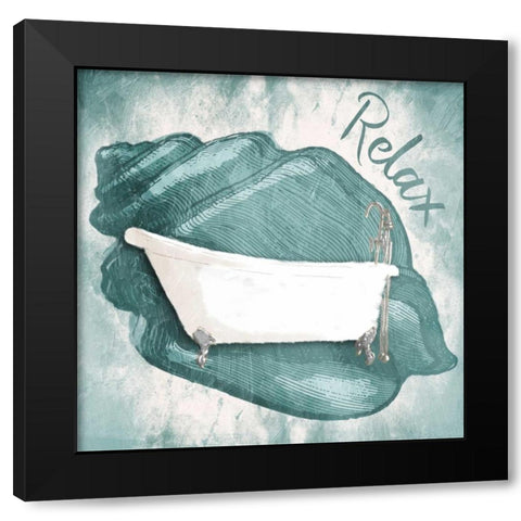 Relax Shell Bath Black Modern Wood Framed Art Print by Grey, Jace