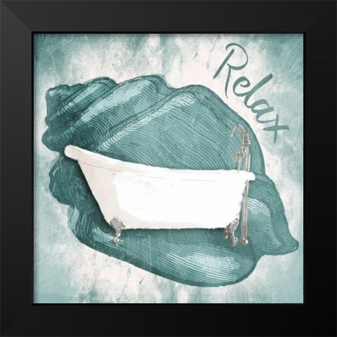 Relax Shell Bath Black Modern Wood Framed Art Print by Grey, Jace