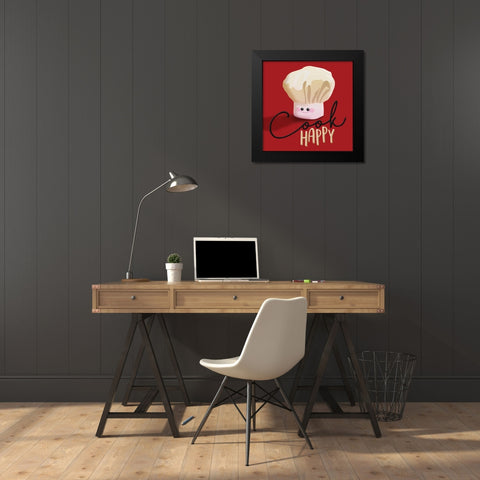 Cook Happy Black Modern Wood Framed Art Print by Grey, Jace
