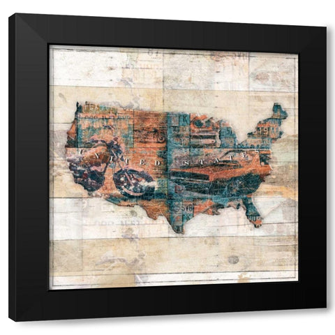 United Route Black Modern Wood Framed Art Print by Grey, Jace