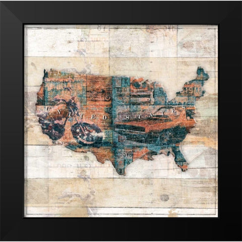 United Route Black Modern Wood Framed Art Print by Grey, Jace