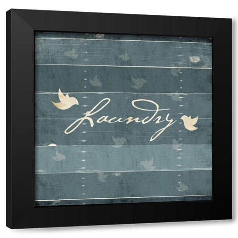 Laundry Birds Black Modern Wood Framed Art Print by Grey, Jace