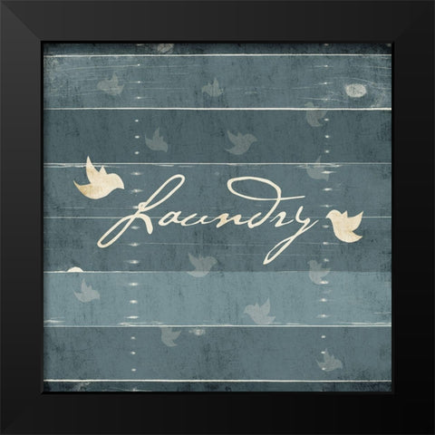 Laundry Birds Black Modern Wood Framed Art Print by Grey, Jace