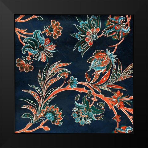 Vic Floral Brights Black Modern Wood Framed Art Print by Grey, Jace