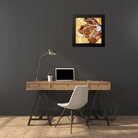 Flower Scribble Black Modern Wood Framed Art Print by Grey, Jace