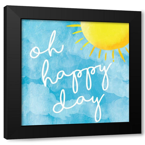 Oh Happy Black Modern Wood Framed Art Print with Double Matting by Grey, Jace