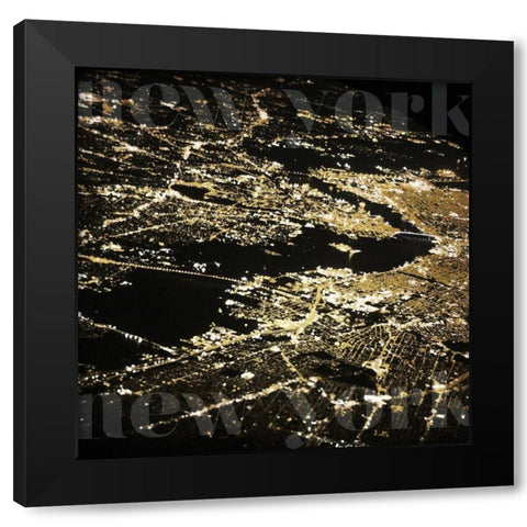 New York Gold City Black Modern Wood Framed Art Print with Double Matting by Grey, Jace