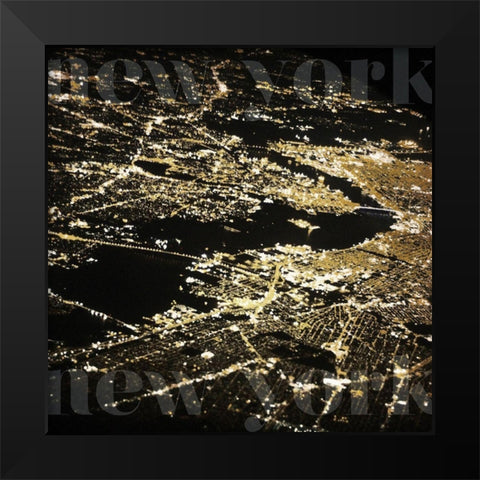 New York Gold City Black Modern Wood Framed Art Print by Grey, Jace