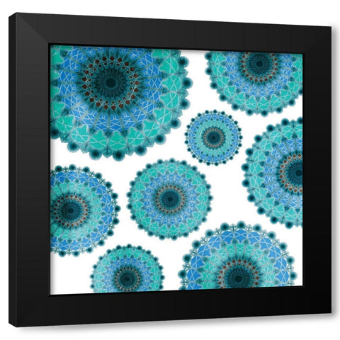 Peacock Circles Black Modern Wood Framed Art Print by Grey, Jace