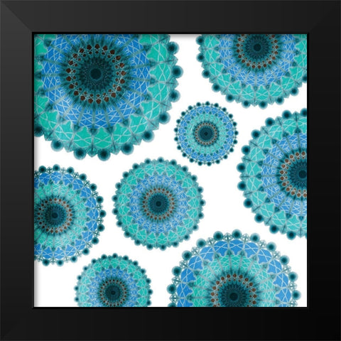 Peacock Circles Black Modern Wood Framed Art Print by Grey, Jace