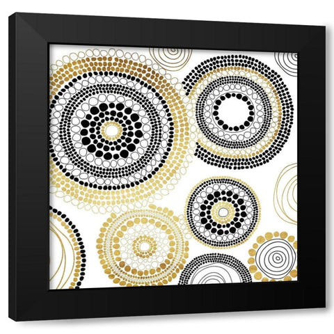 Golden Cells Black Modern Wood Framed Art Print by Grey, Jace