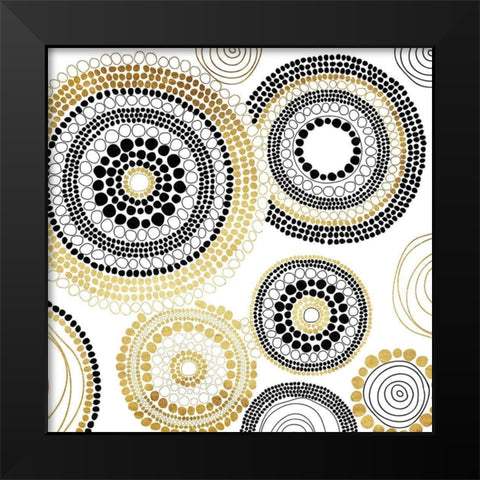 Golden Cells Black Modern Wood Framed Art Print by Grey, Jace