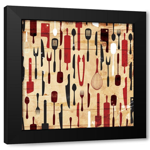 Utensils On The Wall Black Modern Wood Framed Art Print with Double Matting by Grey, Jace