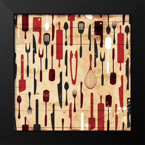 Utensils On The Wall Black Modern Wood Framed Art Print by Grey, Jace