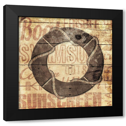 Wooden Life Saver Black Modern Wood Framed Art Print with Double Matting by Grey, Jace