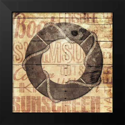 Wooden Life Saver Black Modern Wood Framed Art Print by Grey, Jace