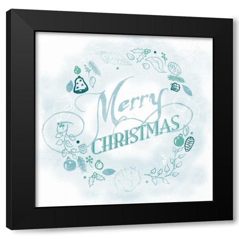 Coastal Christmas Wreath Blue Black Modern Wood Framed Art Print by Grey, Jace