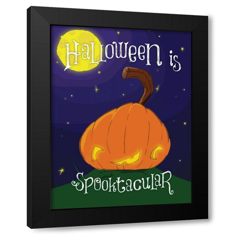 Spooktacular Pumpkin Black Modern Wood Framed Art Print with Double Matting by Grey, Jace