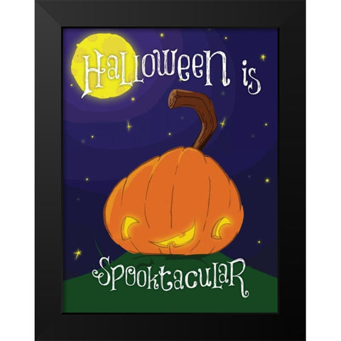 Spooktacular Pumpkin Black Modern Wood Framed Art Print by Grey, Jace
