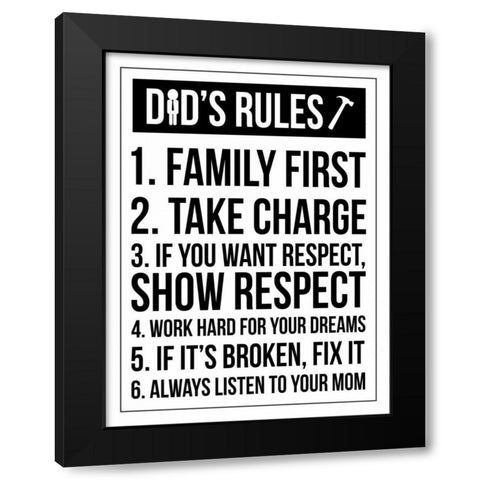 Dad Rules III Black Modern Wood Framed Art Print with Double Matting by Grey, Jace