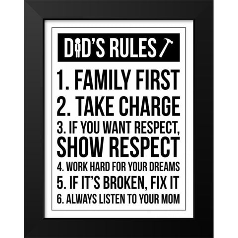 Dad Rules III Black Modern Wood Framed Art Print by Grey, Jace