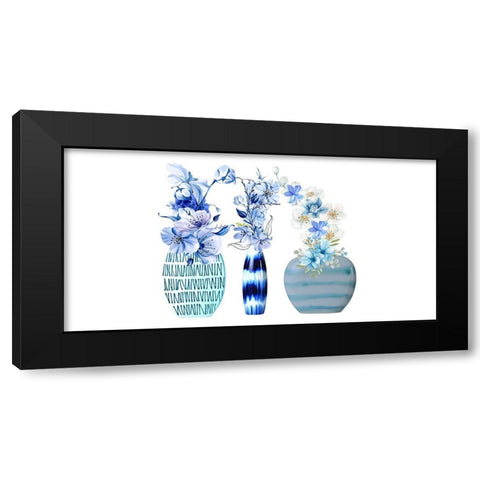 Floral Trio In Vases 2 Black Modern Wood Framed Art Print with Double Matting by Keith, Jesse
