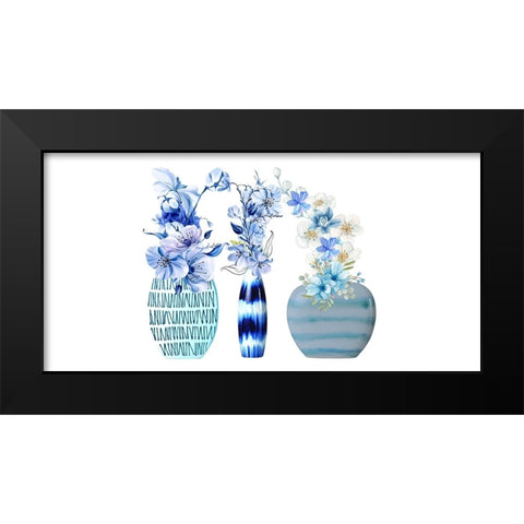 Floral Trio In Vases 2 Black Modern Wood Framed Art Print by Keith, Jesse