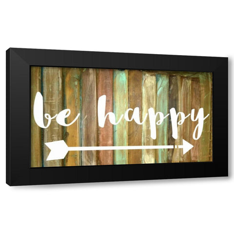 Be Happy Black Modern Wood Framed Art Print with Double Matting by Matic,Jelena