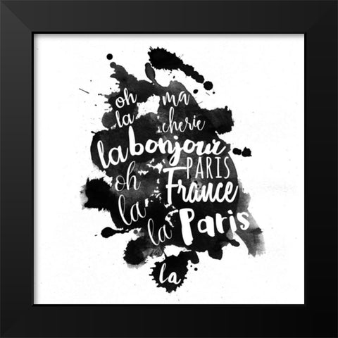 Paris Ink Black Modern Wood Framed Art Print by Matic,Jelena