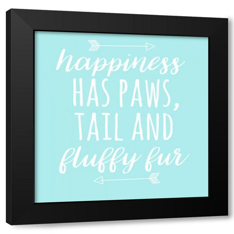 Happiness Paws Blue Black Modern Wood Framed Art Print by Matic,Jelena