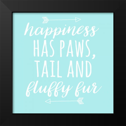 Happiness Paws Blue Black Modern Wood Framed Art Print by Matic,Jelena