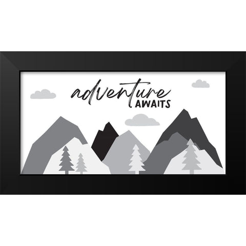 Adventure Awaits Black Modern Wood Framed Art Print by McCully, Jennifer