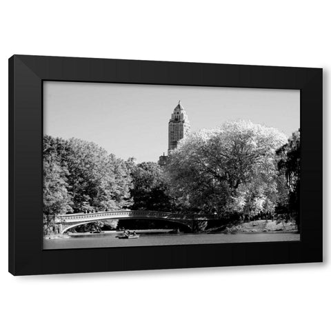 Circular Central Park Bridge Black Modern Wood Framed Art Print by Grey, Jace