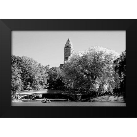 Circular Central Park Bridge Black Modern Wood Framed Art Print by Grey, Jace
